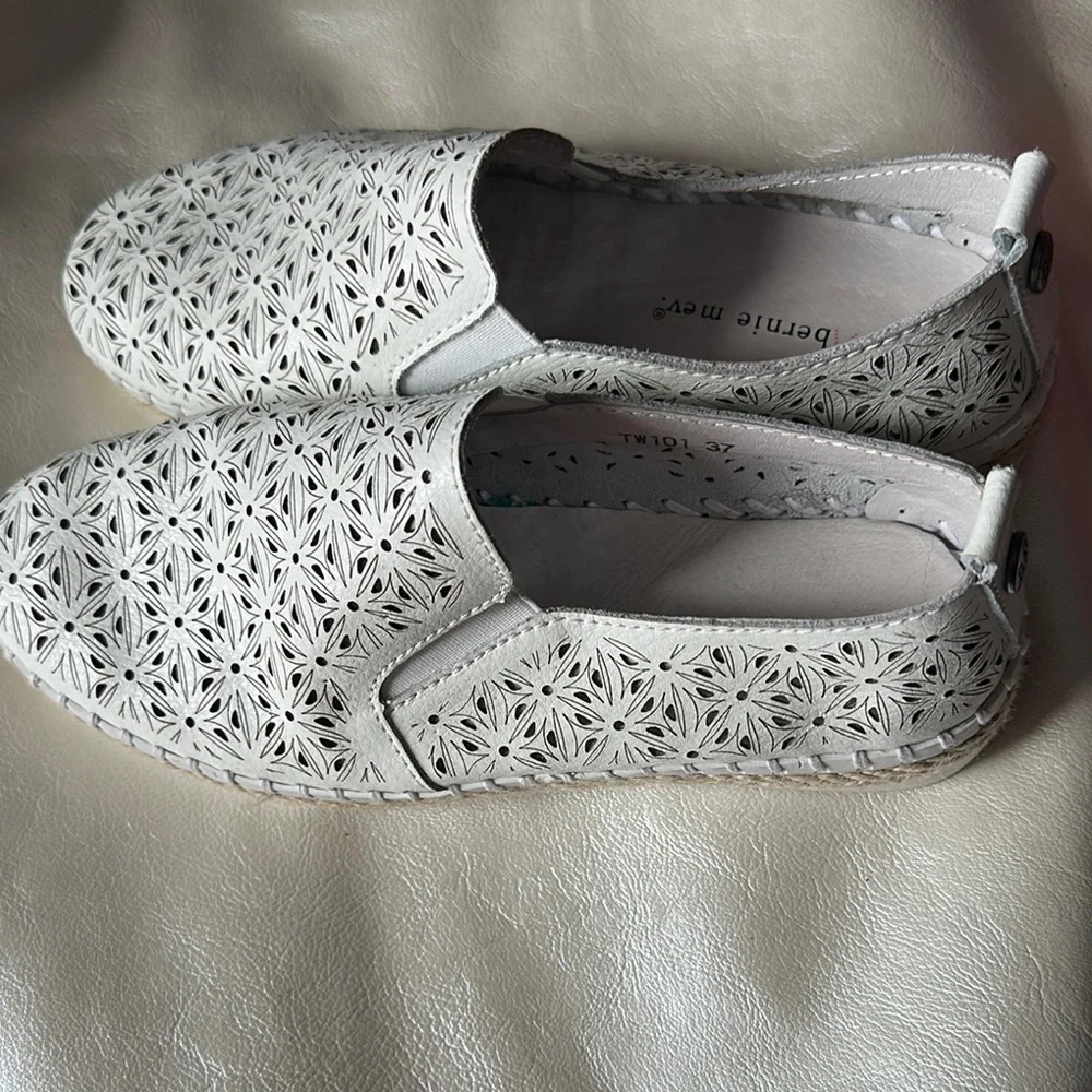 Denim&Co Cream Espadrilles Casual Slip-On